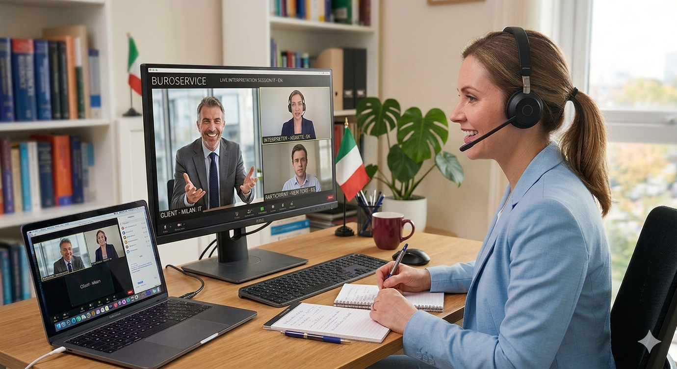 Servizi di interpretariato per video call, meeting e colloqui online e da remoto